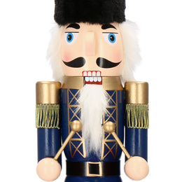 Dziadek do orzechów 61 cm z bębenkiem, drewniany żołnierzyk granatowy, figurka świąteczna