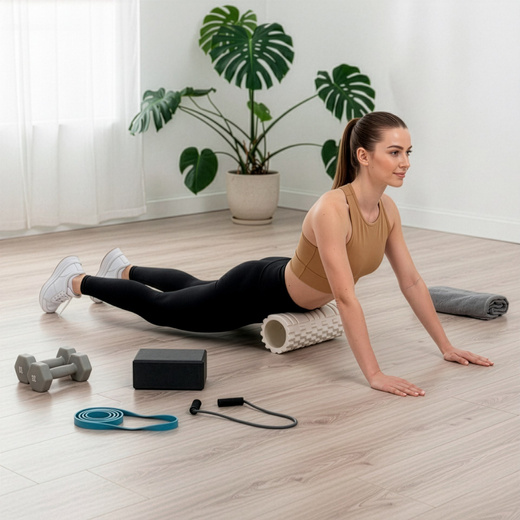 Wałek do masażu, średnio twardy, roller z wypustkami, jasny beż