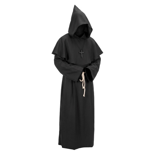 Strój na Halloween przebranie XL zakonnik, mnich zestaw 4 el. kostium habit