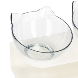 Podwójna miska dla psa i kota z podstawką antypoślizgowa przeźroczyste