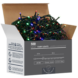 Lampki choinkowe 500 led multikolor + niebieski flash 27,5 m oświetlenie świąteczne IP44