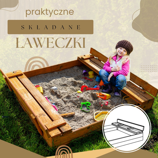 Piaskownica zamykana 98x98 cm drewno impregnowane