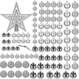 Bombki choinkowe srebrne zestaw 100 szt. dekoracje świąteczne ozdoby