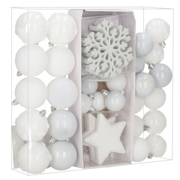 Bombki choinkowe 40 szt. zestaw dekoracji świątecznych, nietłukące, białe