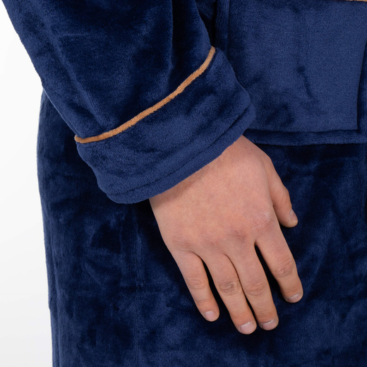 Szlafrok męski z polaru rozm. L/XL z paskiem granatowy