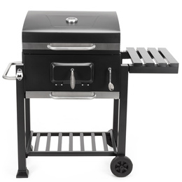 Grill węglowy, ogrodowy z pokrywą, termometr, ruszt emaliowany