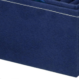 Szkatułka na biżuterię ekoskóra 12x12x12 cm granatowy, welurowy organizer z przegródkami