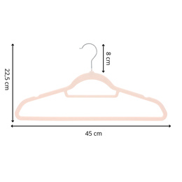 Wieszaki na ubrania 20 szt. welurowe odzieżowe do szafy pudrowy róż