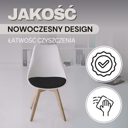 Krzesło skandynawskie do kuchni salonu jadalni Verde ekoskóra biało-czarne