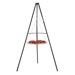 Grill ogrodowy, wiszący na stojaku z regulacją wysokości, ruszt 50 cm
