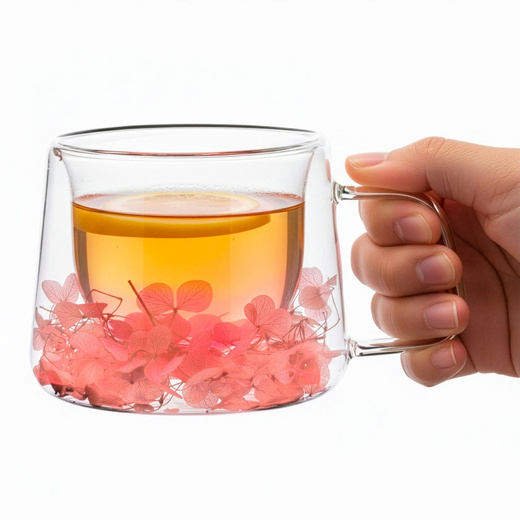 Szklanka termiczna do kawy 180 ml filiżanka z podwójnym dnem na herbatę, z kwiatami 