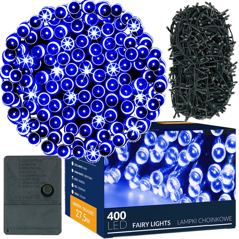 Lampki choinkowe 400 led niebieskie 27,5 m oświetlenie świąteczne wewnętrzne