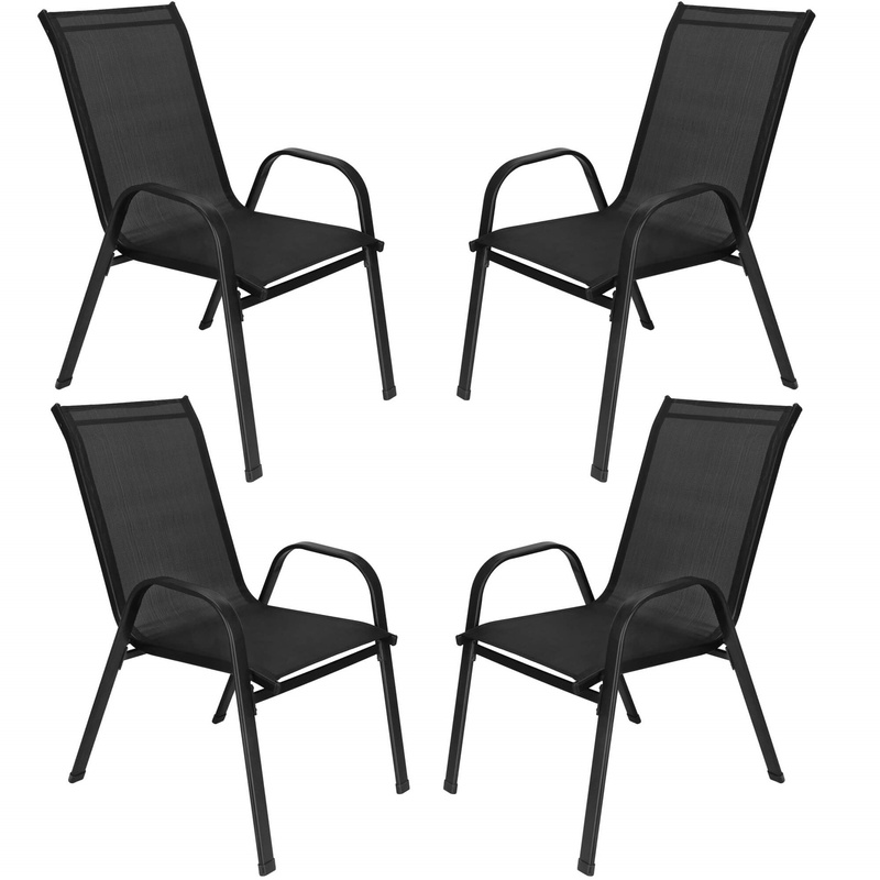 Krzesła ogrodowe, zestaw 4 szt. metalowe wys. 94 cm czarne