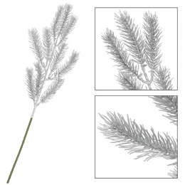 Gałązka świąteczna liść sztuczna dekoracja do stroika srebrna 47 cm