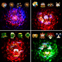 Projektor laserowy na dom, ścianę 12 slajdów, dekoracje świąteczne, Halloween, pilot, timer, efekty świetlne, rzutnik do ogrodu