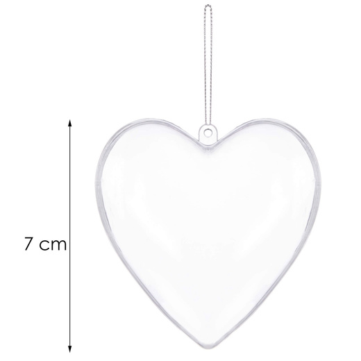 Bombki akrylowe 7cm serce plastikowe decoupage zestaw 10 szt.