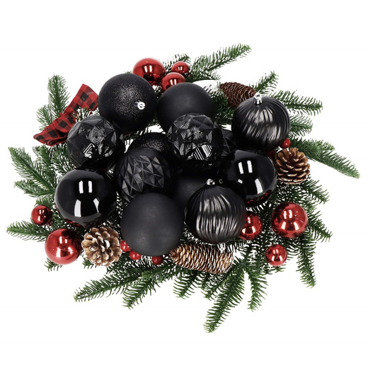 Bombki choinkowe 30 szt. czarny 8cm zestaw choinkowy