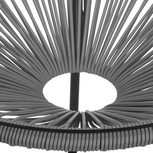 Stół ogrodowy rattanowy ze szklanym blatem 50 cm okrągły stolik na balkon czarno-szary