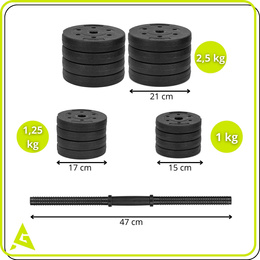 Hantle regulowane zestaw 2x 15 kg obciążeń gryf do treningu siłowego 30 kg talerze zaciski
