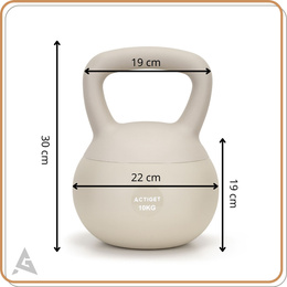 Kettlebell miękki 10 kg kula odważnik hantla ciężar do ćwiczeń fitness, beżowy