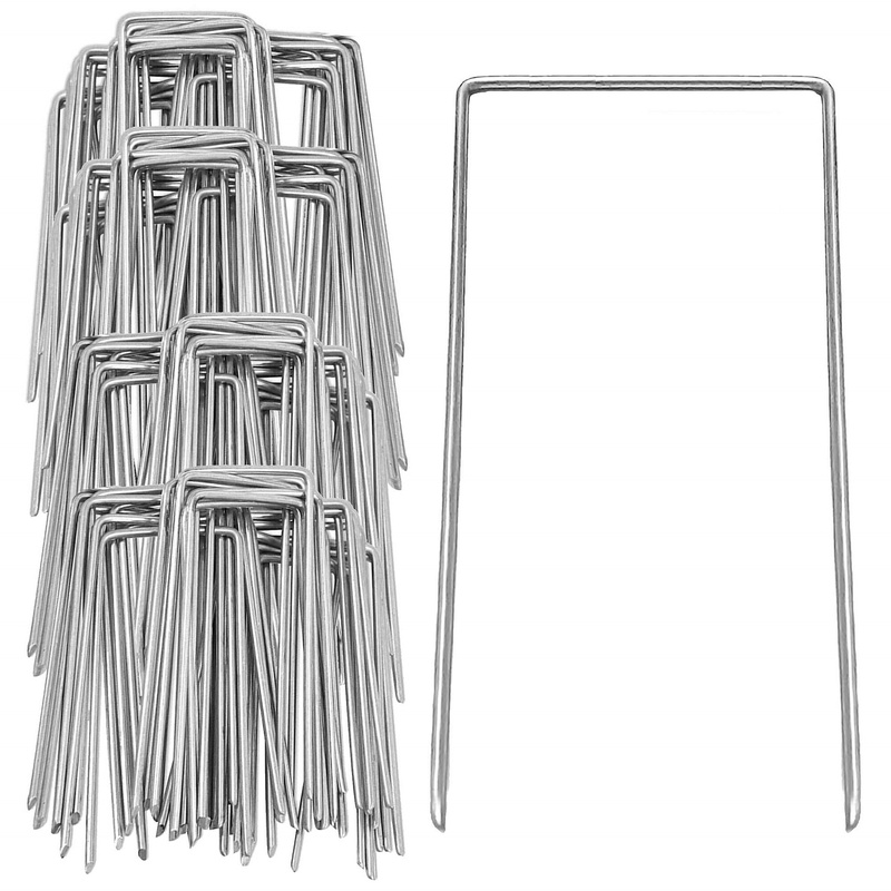 Kotwy do agrowłókniny 15x7 cm metalowe szpilki srebrne 100 szt.