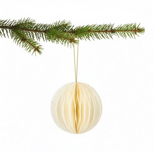 Papierowe bombki 6 szt. zawieszki choinkowe, ozdoby świąteczne 8 cm rozkładane, biały 