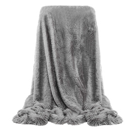 Narzuta na łóżko, pled 220x240 cm dwustronny koc na kanapę szary