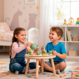 Zabawka drewniana, zestaw śniadaniowy dla dzieci 14 el. akcesoria kuchenne