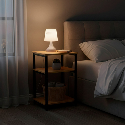 Szafka nocna, stolik z półkami do sypialni 35x31x59 cm nakastnik, jasnobrązowy