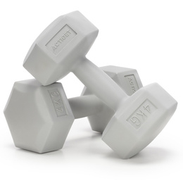 Ciężarki 2x4 kg hexagonalne do ćwiczeń fitness hantle zestaw 2 szt. szare