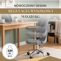Fotel biurowy, obrotowy z regulacją wysokości, krzesło do komputera na kółkach, szare