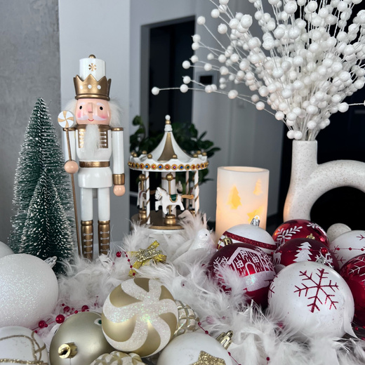 Bombki choinkowe 16 szt. czerwony 8 cm zestaw choinkowy