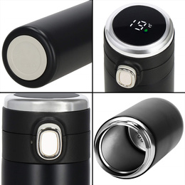 Kubek termiczny 420 ml ze stali nierdzewnej na kawę herbatę, z wyświetlaczem temp. czarny