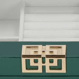 Szkatułka na biżuterię 23,5x14x5,5 cm zielony, ekoskóra organizer z przegródkami