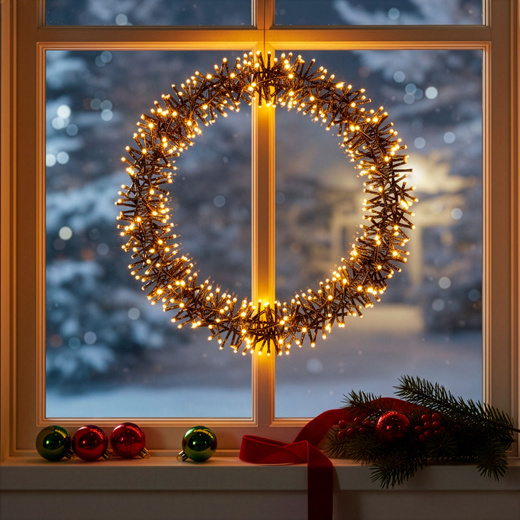 Wieniec świetlny 40 cm stroik świateczny na drzwi 300 LED ciepły biały