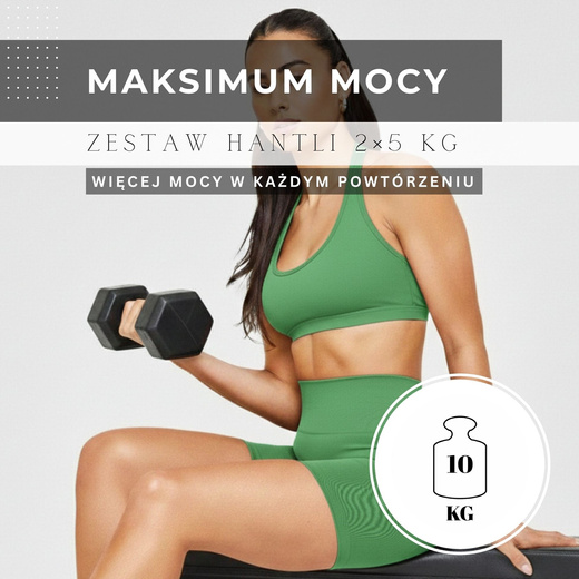 Ciężarki 2x5 kg hexagonalne do ćwiczeń fitness hantle zestaw 2 szt. czarne