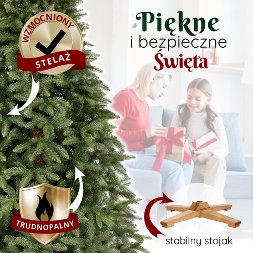Choinka sztuczna 220 cm Premium Royal Trees świerk syberyjski z drewnianym stojakiem