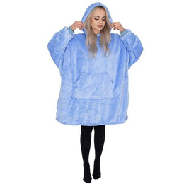Kocobluza damska męska oversize koc bluza 2w1 z kapturem XXL ciepła jasnoniebieska
