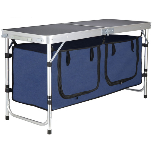 Stolik turystyczny, kempingowy 120x47x55 cm z organizerem, składany stół piknikowy, ogrodowy