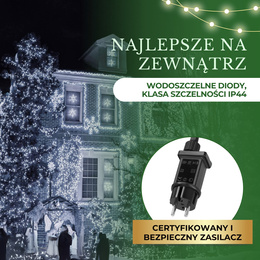 Lampki choinkowe 750 led biały zimny + flash 40m oświetlenie świąteczne IP44