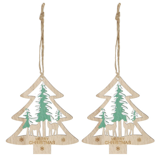 Zawieszki choinkowe 6 sztuk drewniane ozdoby świateczne