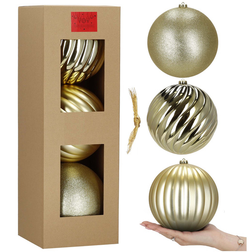 Bombki choinkowe 3 szt. duże ozdoby świąteczne 20,5 cm brokat złote