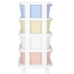 Regał na zabawki z 4 szufladami, pojemnik na kółkach, mobilny orgaznizer pastelowy