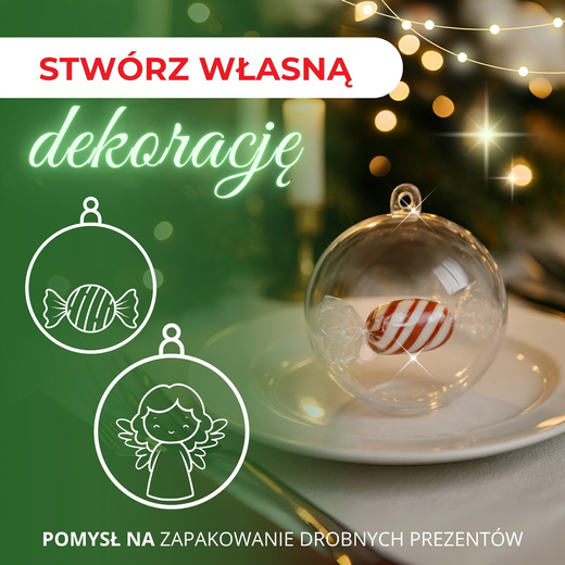Bombki akrylowe 6cm kula plastikowa decoupage zestaw 4 szt