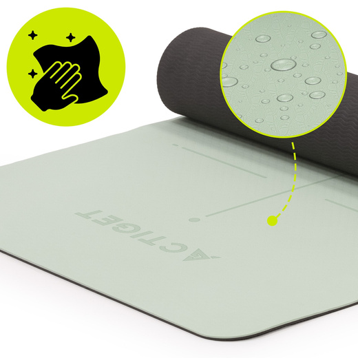 Mata do jogi, ćwiczeń fitness 183x61 cm antypoślizgowa, materac do stretchingu miętowy