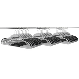 Wieszak plastikowy zestaw 30 szt. antypoślizgowe wieszaki na ubrania szaro-czarny