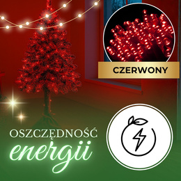 Lampki choinkowe 200 Led czerwone 15,5 m oświetlenie świąteczne