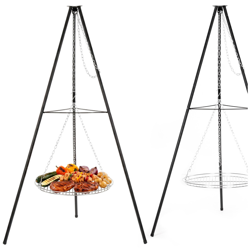 Grill ogrodowy, wiszący na stojaku z regulacją wysokości, ruszt 50 cm