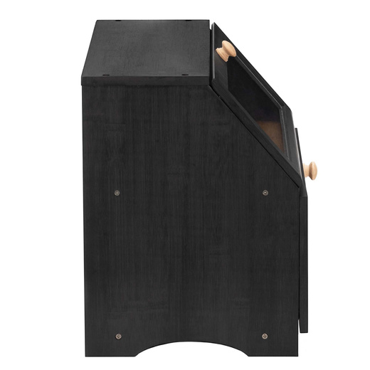 Chlebak zamykany, dwupoziomowy, szafka na pieczywo, bambusowy, czarny