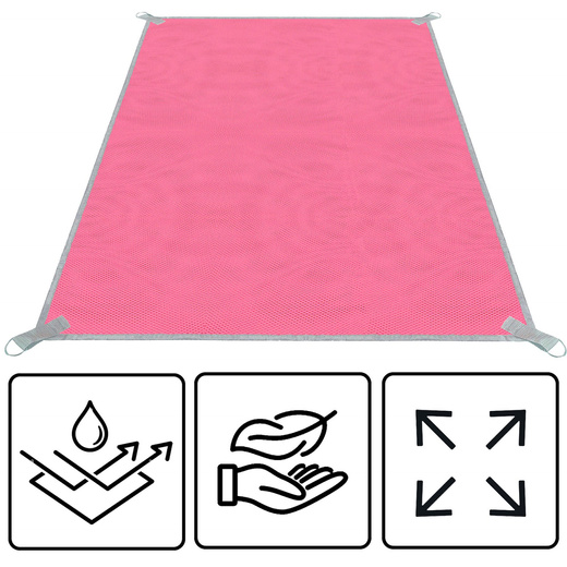 Koc plażowy sand free 200x150 cm mata plażowa dwuwarstwowa różowa